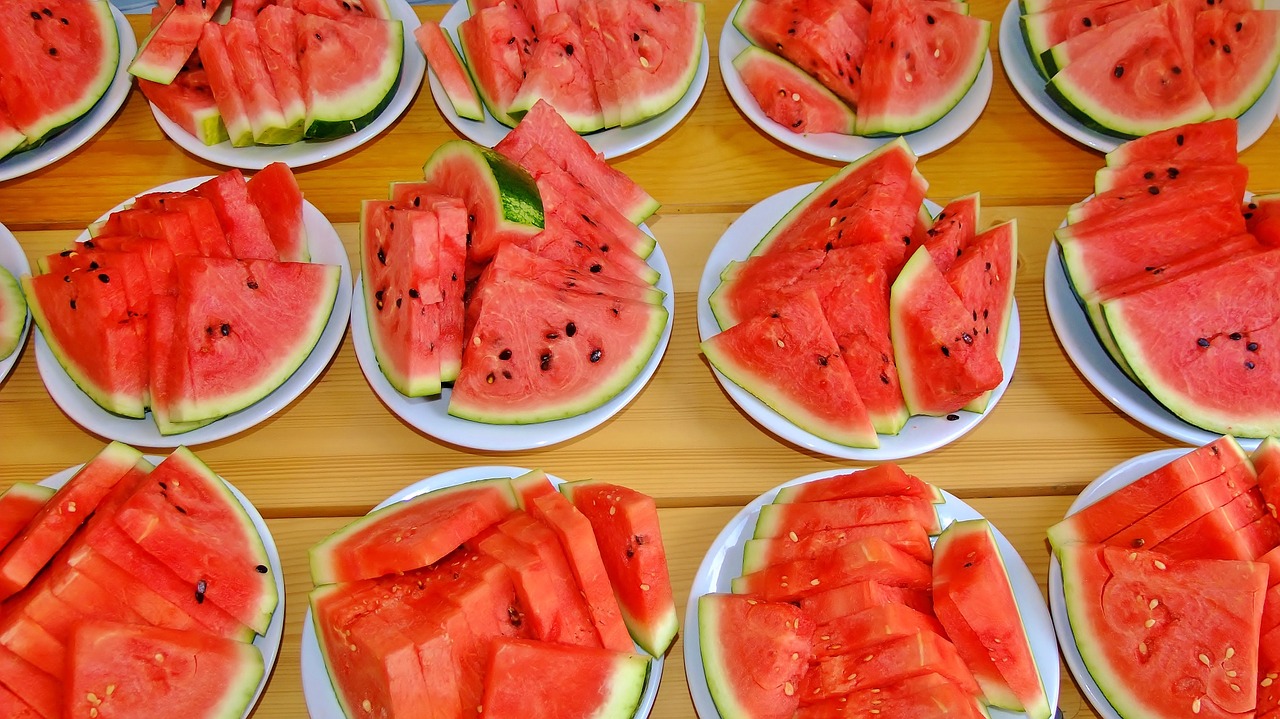 a lot of fresh watermelons